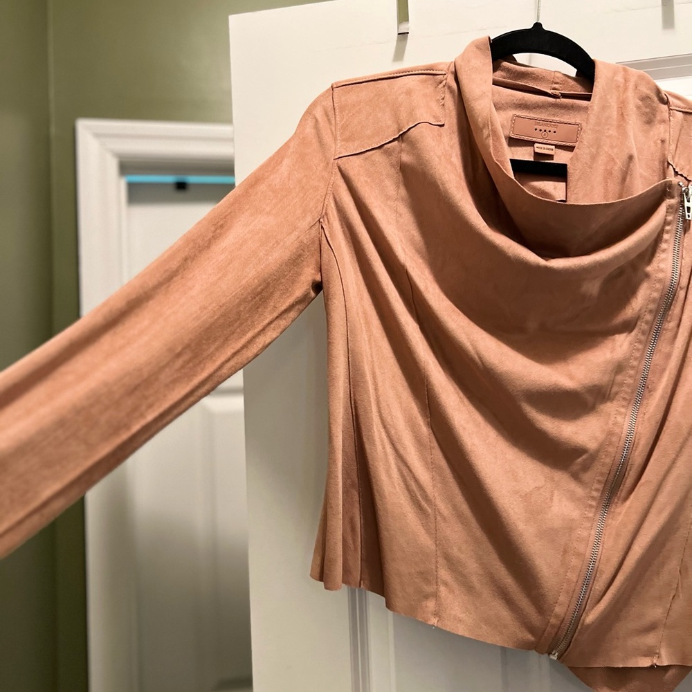 BLANKNYC Drape Front Suede moto Jacket blazer coat - Picture 11 of 16